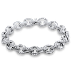 DIAMOND  CLOSEOUT!  15.10ct G SI 14K White Gold Round Diamond Oval Link Bracelet 8.5"