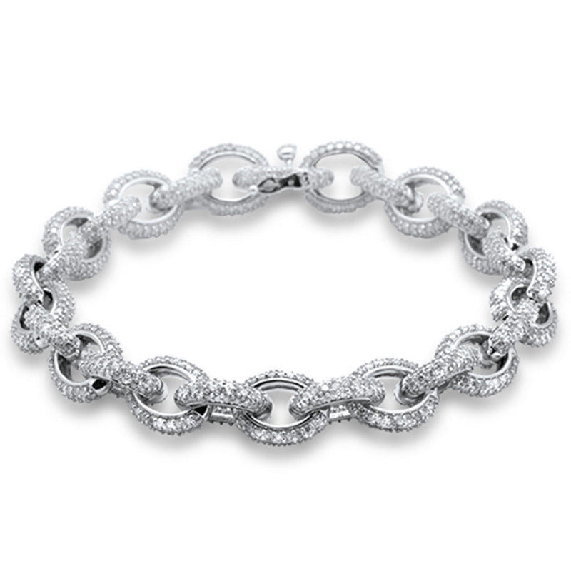 DIAMOND  CLOSEOUT!  15.10ct G SI 14K White Gold Round Diamond Oval Link Bracelet 8.5"