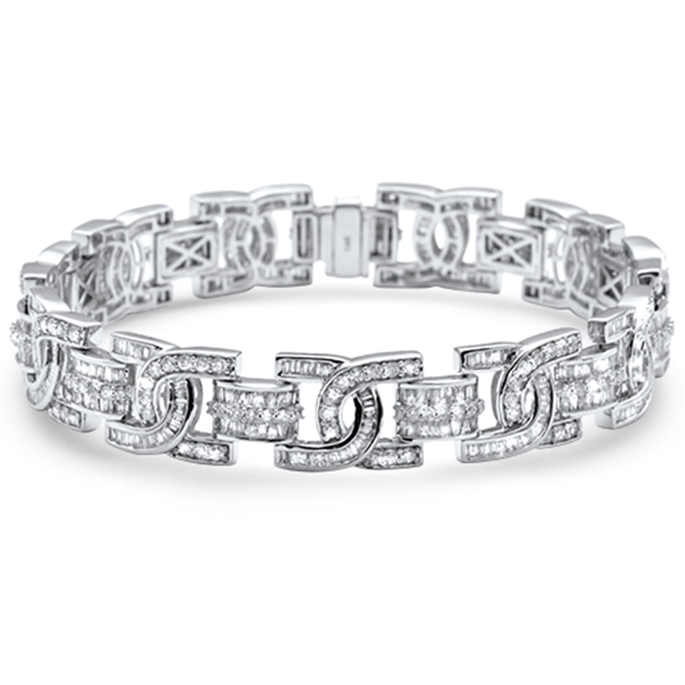 DIAMOND CLOSEOUT!  8.88ct G SI 14K White Gold Round & Baguette Diamond Iced Out Men's Bracelet 8.5" Long