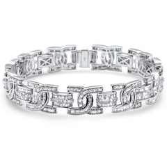 DIAMOND CLOSEOUT!  8.88ct G SI 14K White Gold Round & Baguette Diamond Iced Out Men's Bracelet 8.5" Long