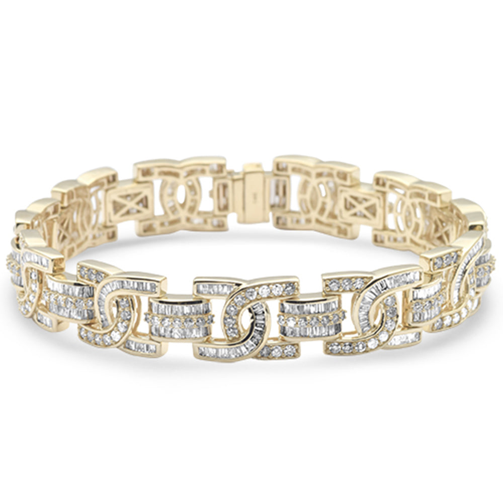 DIAMOND CLOSEOUT!  8.50ct G SI 14K Yellow Gold Round & Baguette Diamond Iced Out Men's Bracelet 8.5" Long