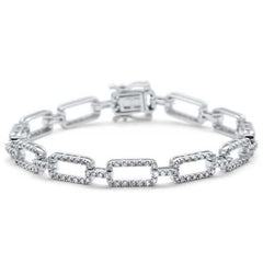 DIAMOND CLOSEOUT!  2.10ct G SI 14K White Gold Diamond Rounded Link Bracelet 7"