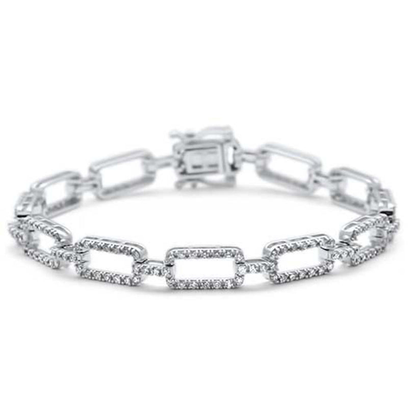 DIAMOND CLOSEOUT!  2.10ct G SI 14K White Gold Diamond Rounded Link Bracelet 7"