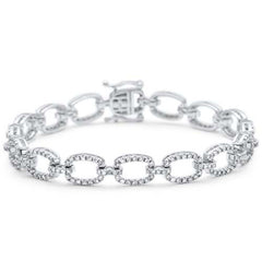 DIAMOND CLOSEOUT! 1.75ct G SI 14K White Gold Women's Diamond Square Link Paper Clip Bracelet 7" Long