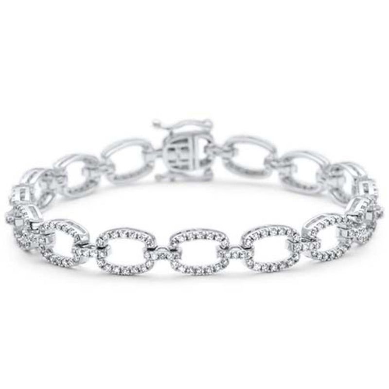 DIAMOND CLOSEOUT! 1.75ct G SI 14K White Gold Women's Diamond Square Link Paper Clip Bracelet 7" Long