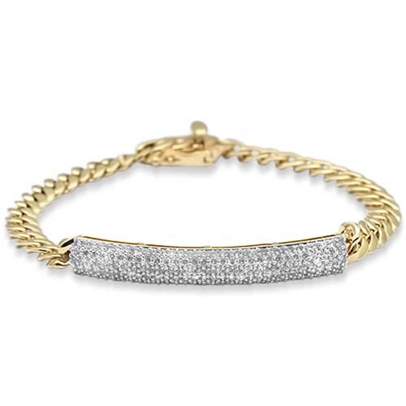 SPECIAL! 2.29ct G SI 14K Yellow Gold Uni-Sex Diamond Cuban Bracelet 7" Long