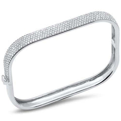 SPECIAL!  2.46ct G SI 14K White Gold Round Diamond Square Bangle Bracelet Size 6.5"