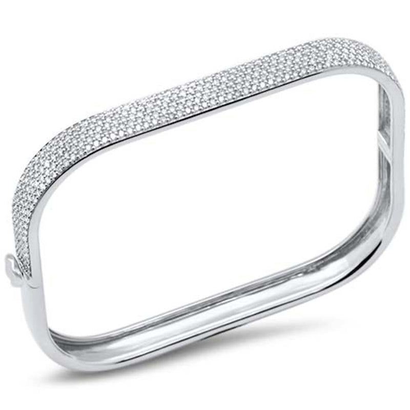 SPECIAL!  2.46ct G SI 14K White Gold Round Diamond Square Bangle Bracelet Size 6.5"