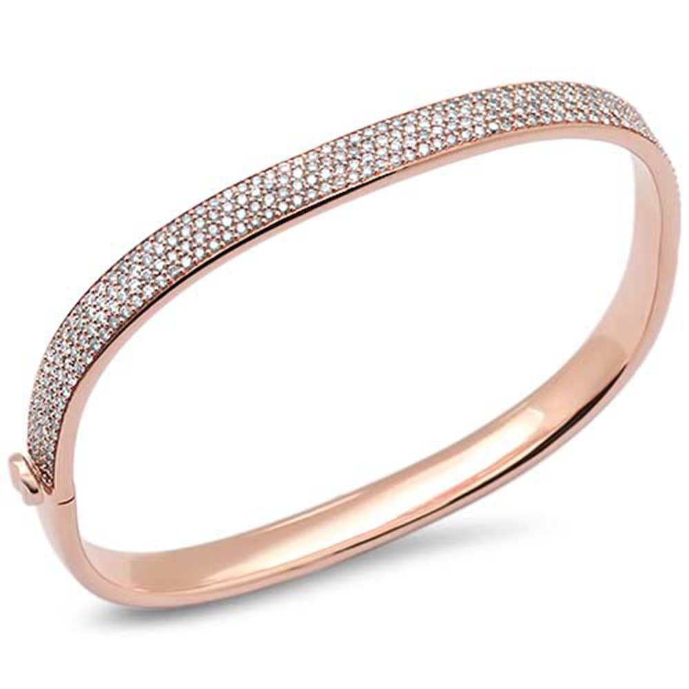 SPECIAL! 1.98ct G SI 14K Rose Gold Diamond Medium Square Bangle Bracelet 6.5"