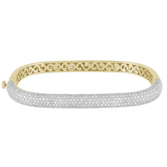 SPECIAL! 3.32ct G SI 14K Yellow Gold Diamond Pave Medium Square Bangle Bracelet 6.5"