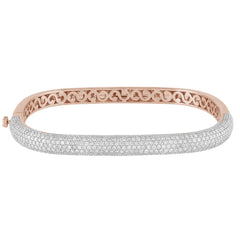 DIAMOND CLOSEOUT! 3.34ct G SI 14K Rose Gold Diamond Pave Square Bangle Bracelet 6.75"