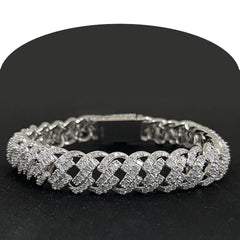 DIAMOND CLOSEOUT!  9.47ct G SI 14K White Gold Round & Baguette Diamond Bracelet