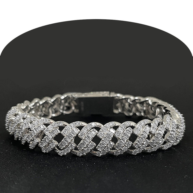 DIAMOND CLOSEOUT!  9.47ct G SI 14K White Gold Round & Baguette Diamond Bracelet