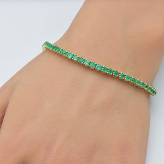 SPECIAL! 6.00ct G SI 14K Yellow Gold Emerald Gemstones Tennis Bracelet
