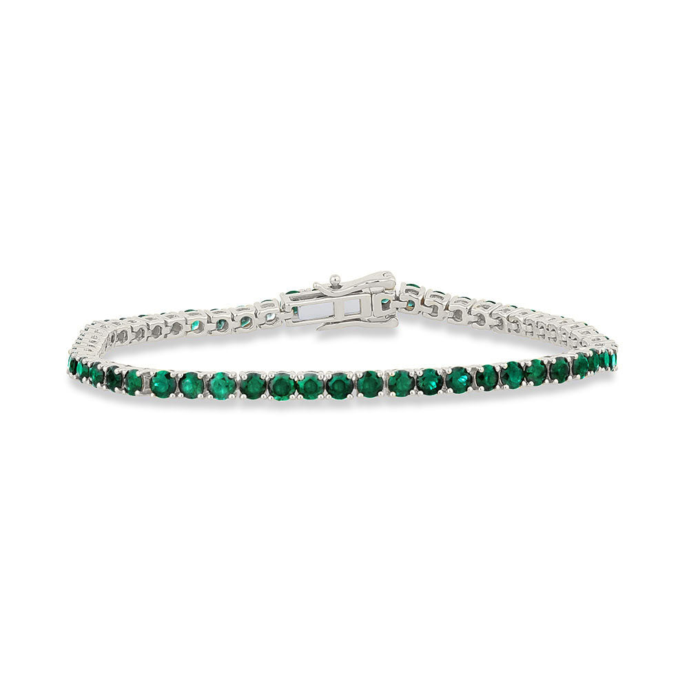 SPECIAL! 5.52ct G SI 14K White Gold Emerald Gemstones Tennis Bracelet