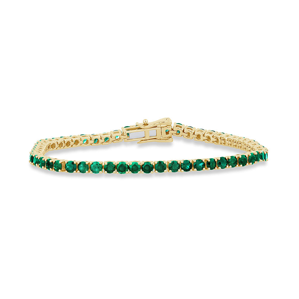 SPECIAL! 5.45ct G SI 14K Yellow Gold Emerald Gemstones Tennis Bracelet