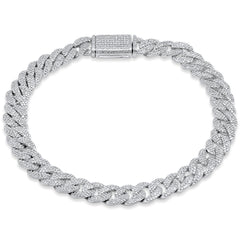 SPECIAL! 7MM 2.70ct G SI 14K White Gold Diamond Cuban Bracelet 8" Long