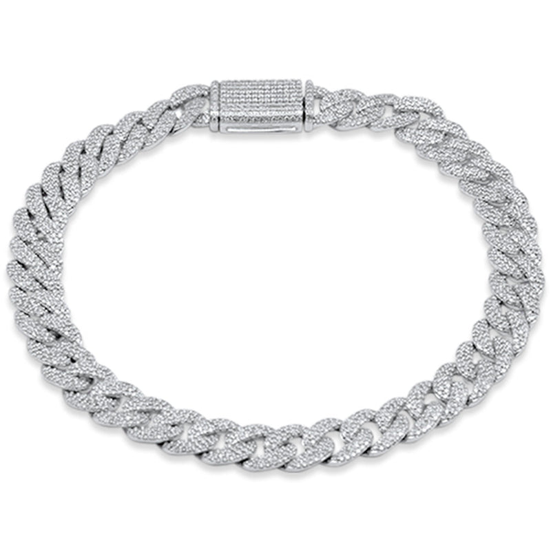 SPECIAL! 7MM 2.70ct G SI 14K White Gold Diamond Cuban Bracelet 8" Long