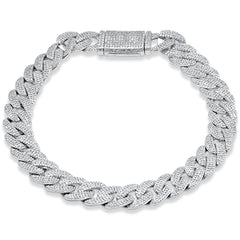 SPECIAL! 9MM 3.37ct G SI 14K White Gold Diamond Cuban Bracelet 8" Long