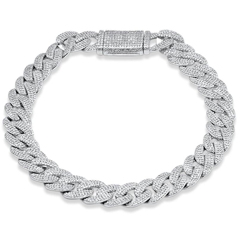 SPECIAL! 9MM 3.37ct G SI 14K White Gold Diamond Cuban Bracelet 8" Long