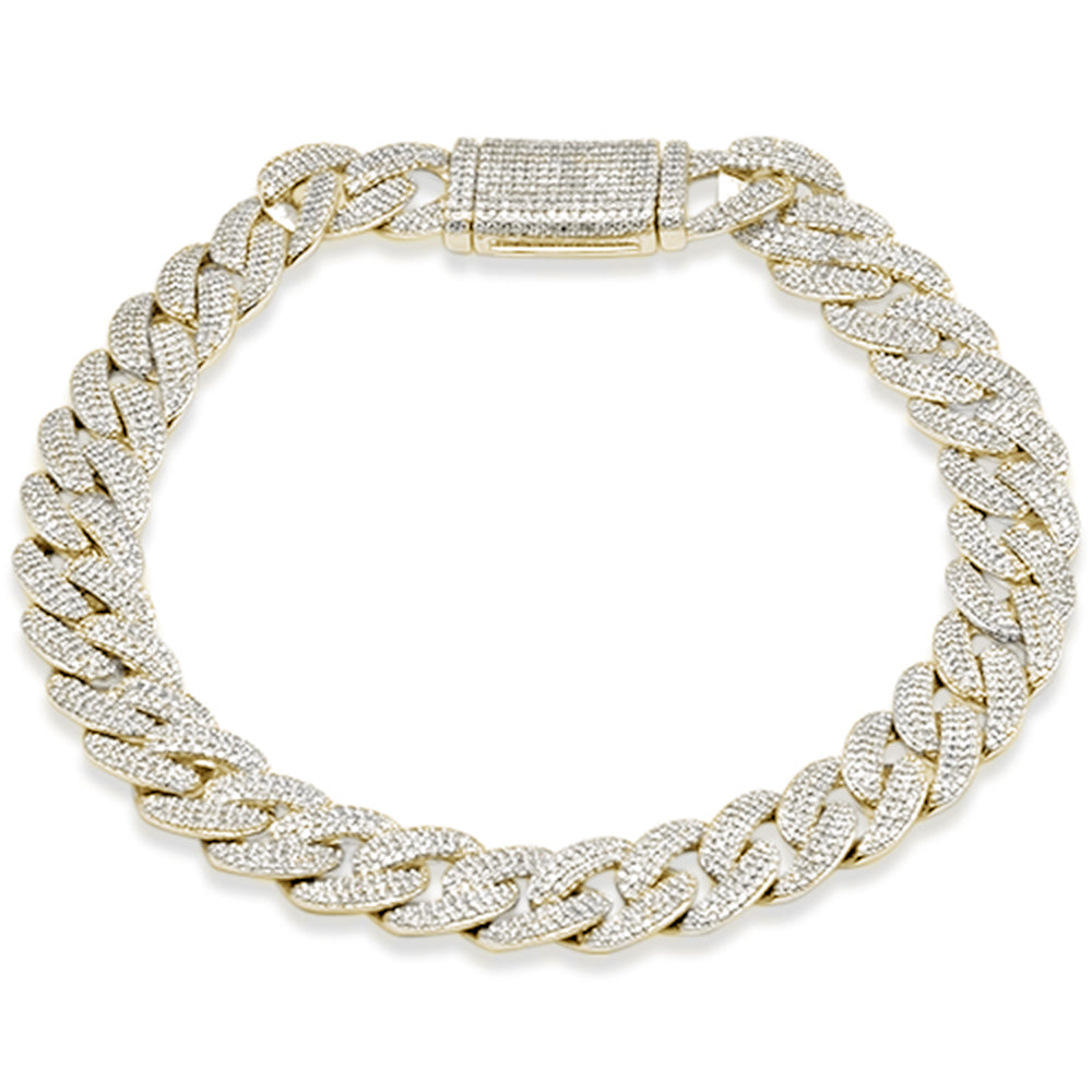 SPECIAL! 9MM 3.46ct G SI 14K Yellow Gold Diamond Micro Pave Iced Out Round Cuban Link Bracelet 8"