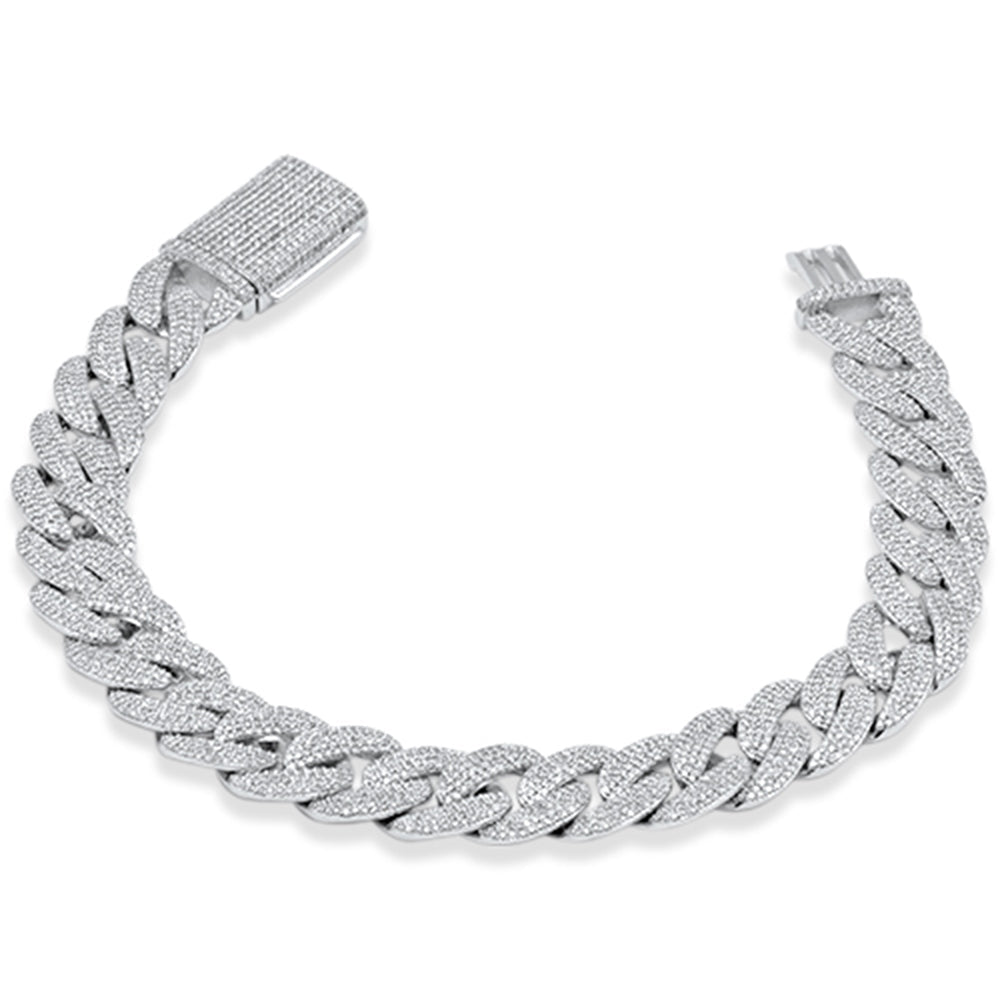 SPECIAL!11MM 4.30ct G SI 14K White Gold Diamond Cuban Bracelet 8" Long