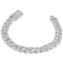 SPECIAL!11MM 4.30ct G SI 14K White Gold Diamond Cuban Bracelet 8" Long