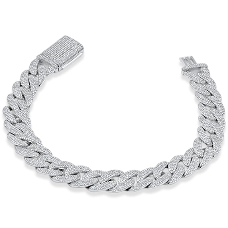 SPECIAL!11MM 4.30ct G SI 14K White Gold Diamond Cuban Bracelet 8" Long