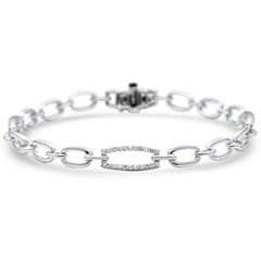 DIAMOND CLOSEOUT! .39ct G SI 14K White Gold Diamond Link Bracelet 7" Long
