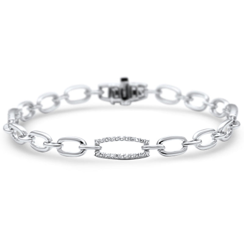 DIAMOND CLOSEOUT! .39ct G SI 14K White Gold Diamond Link Bracelet 7" Long