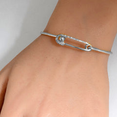 DIAMOND CLOSEOUT! .15ct G SI 14K White Gold Diamond Paperclip Wrap Around Bangle Bracelet 7" Long