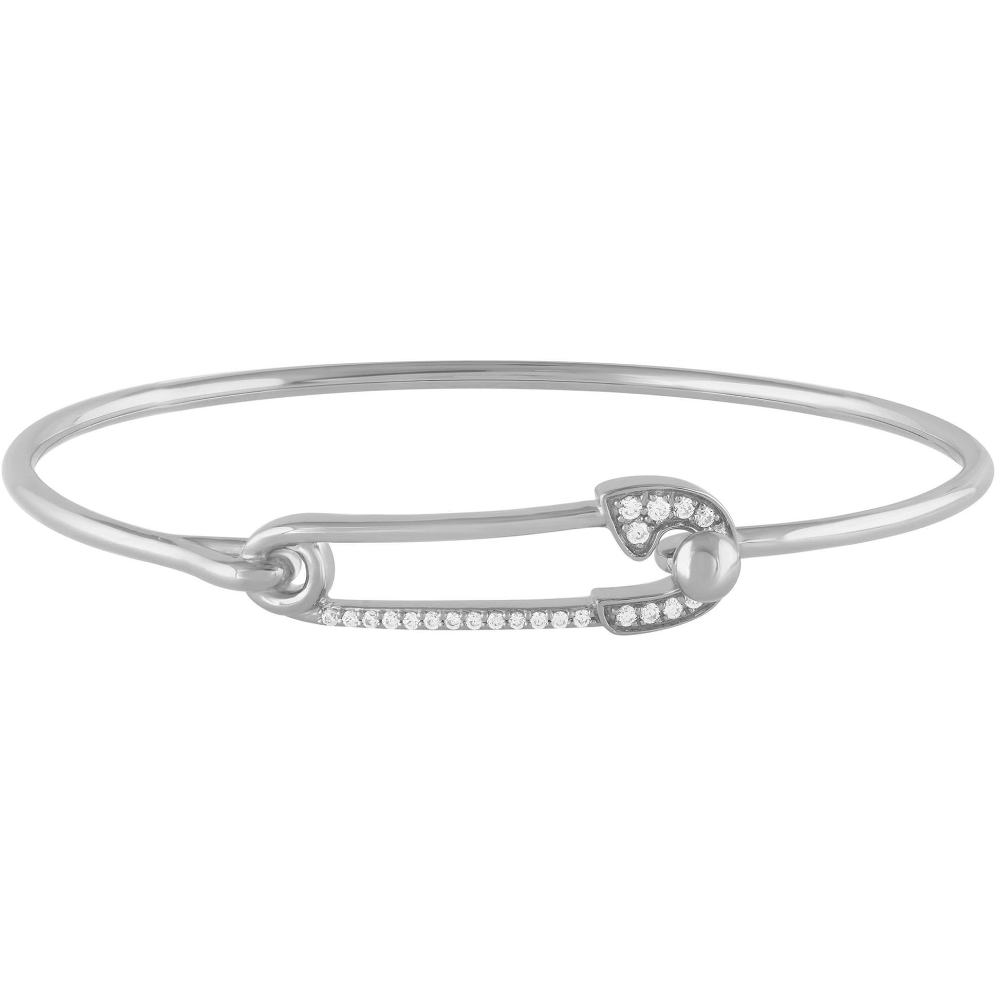 DIAMOND CLOSEOUT! .15ct G SI 14K White Gold Diamond Paperclip Wrap Around Bangle Bracelet 7" Long