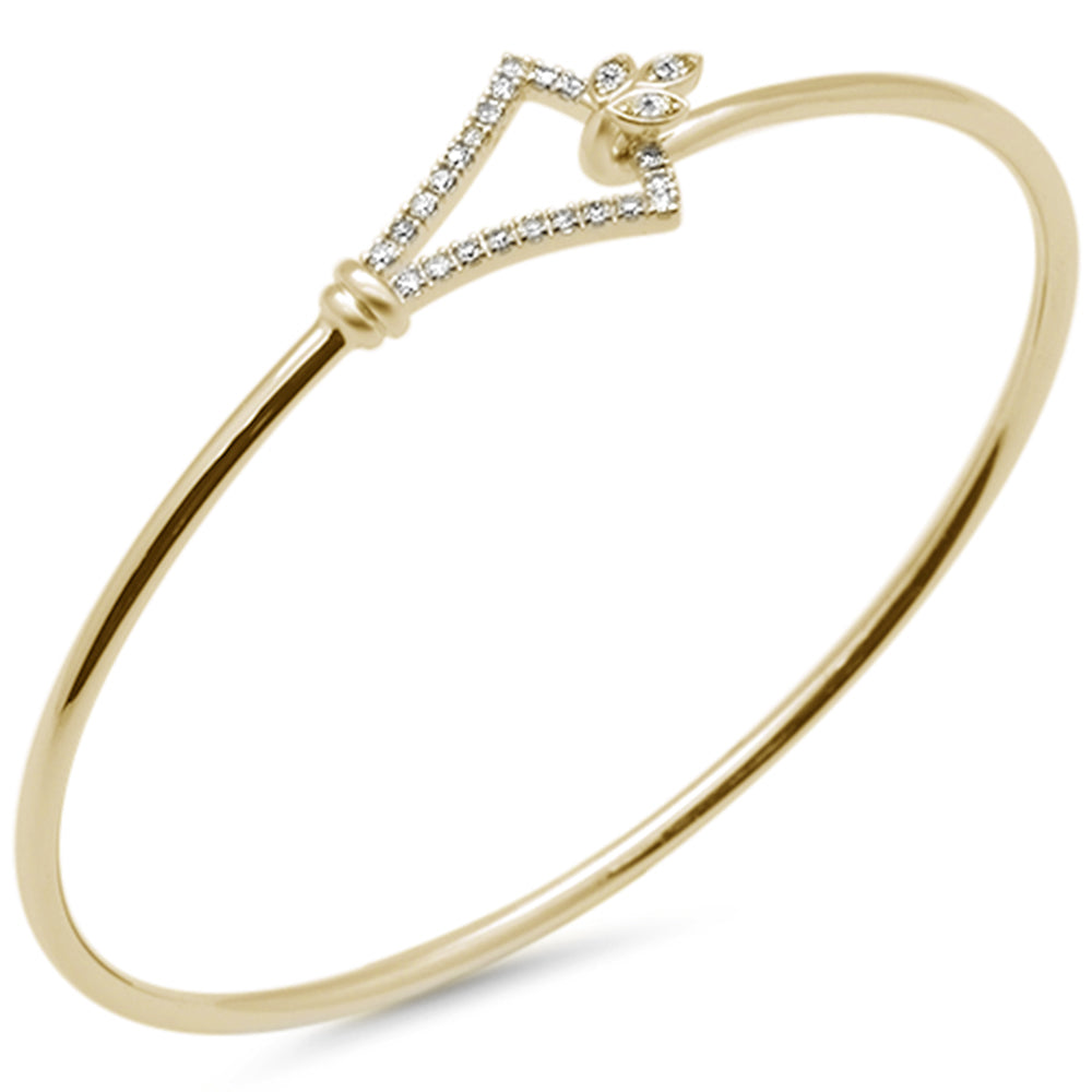 DIAMOND CLOSEOUT! .20ct G SI 14K Yellow Gold Diamond Hook Bangle Bracelet 7" Long 7"
