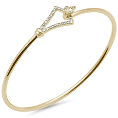 DIAMOND CLOSEOUT! .20ct G SI 14K Yellow Gold Diamond Hook Bangle Bracelet 7" Long 7"