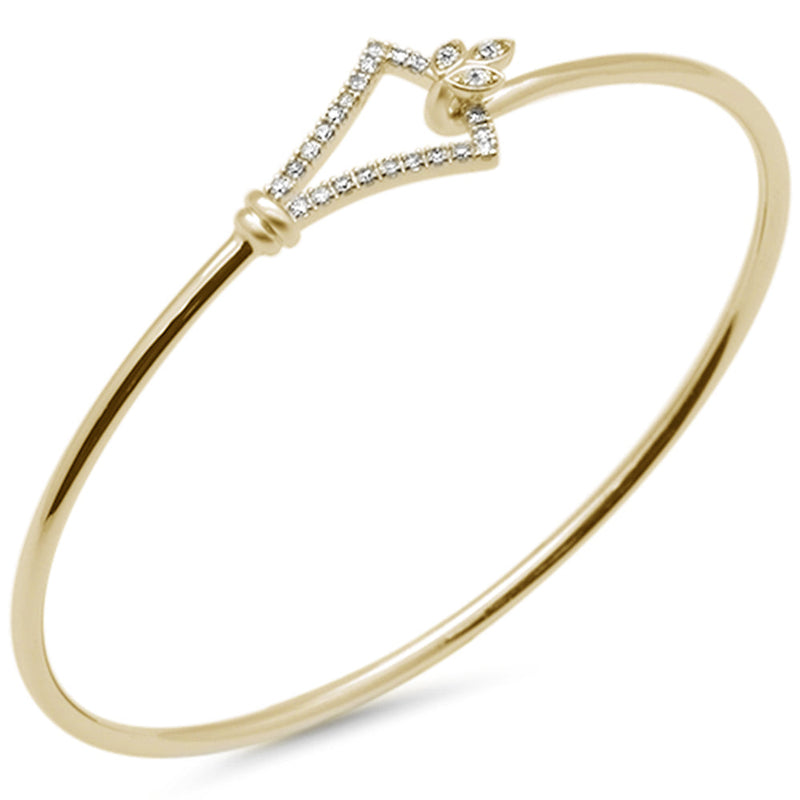DIAMOND CLOSEOUT! .20ct G SI 14K Yellow Gold Diamond Hook Bangle Bracelet 7" Long 7"
