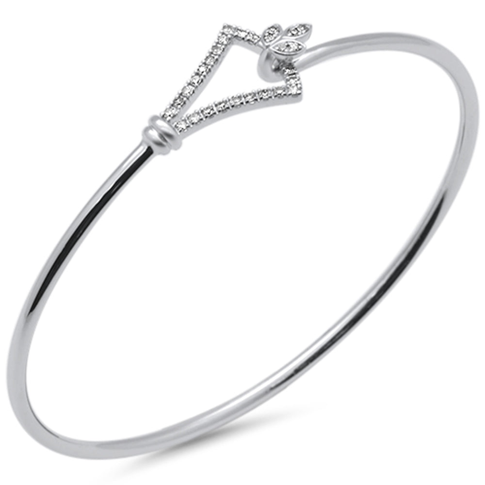 DIAMOND CLOSEOUT! .19ct G SI 14K White Gold Diamond Hook Bangle Bracelet 7" Long