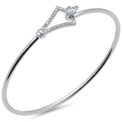 DIAMOND CLOSEOUT! .19ct G SI 14K White Gold Diamond Hook Bangle Bracelet 7" Long
