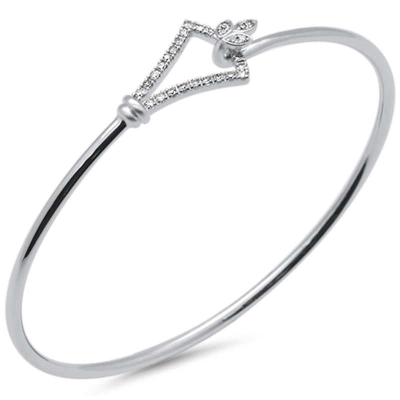 DIAMOND CLOSEOUT! .19ct G SI 14K White Gold Diamond Hook Bangle Bracelet 7" Long