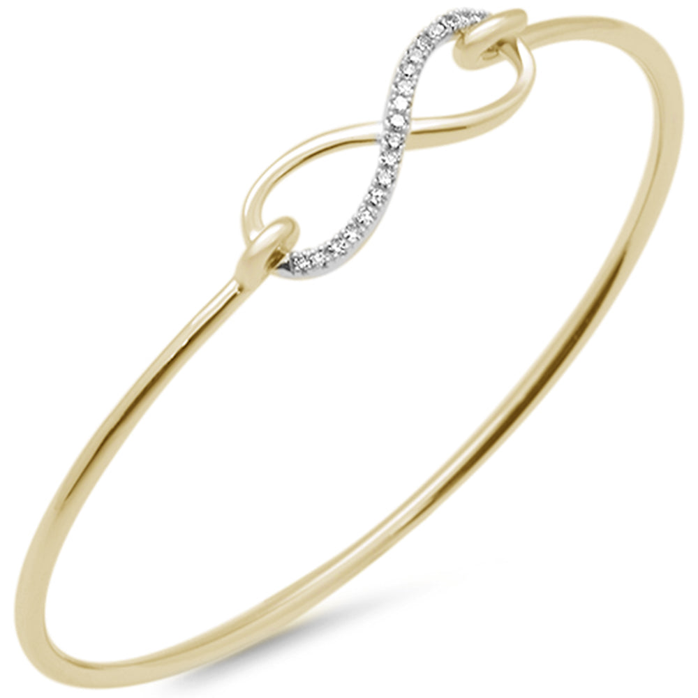 SPECIAL! .15ct G SI 14K Yellow Gold Diamond Infinity Hook Wrap Around Bangle Bracelet 7" Long
