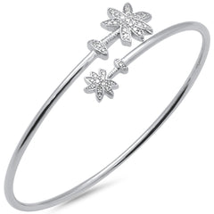 DIAMOND CLOSEOUT! .25ct G SI 14K White Gold Diamond Wrap around Palm Tree Bangle Bracelet 7" Long