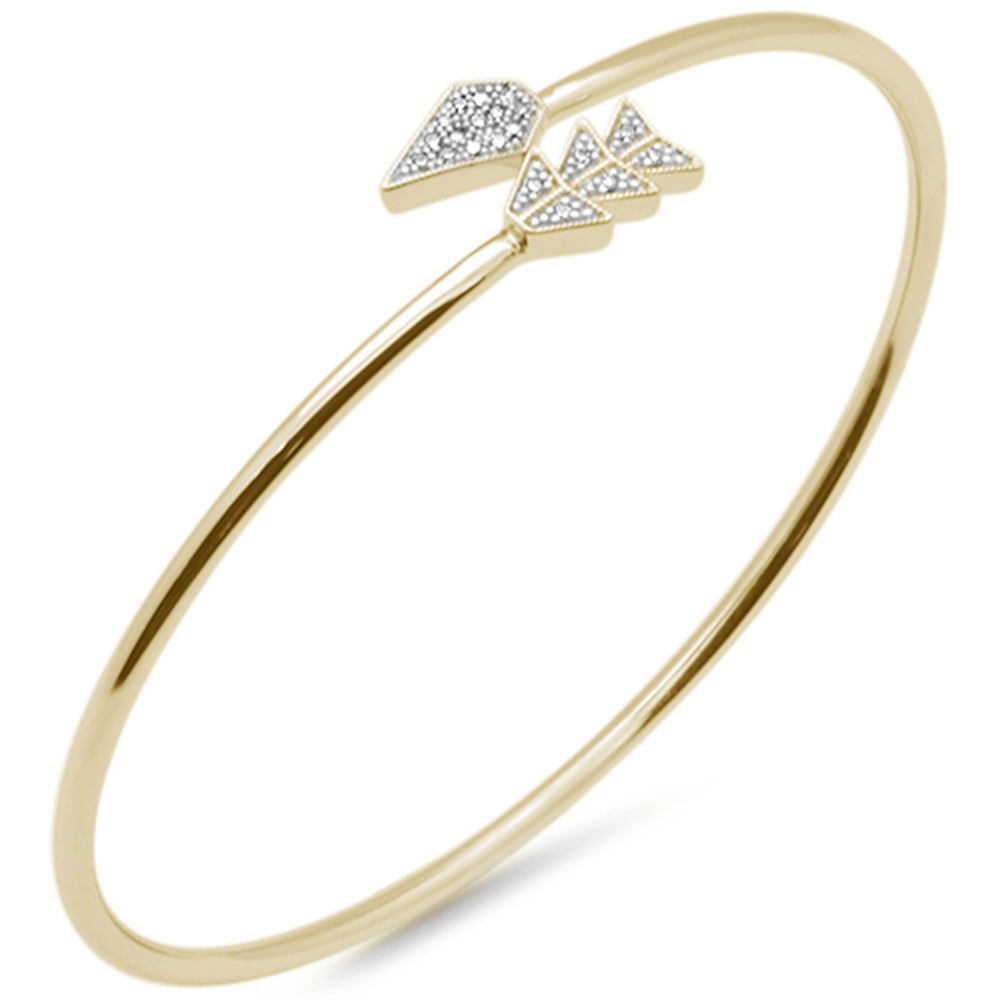 DIAMOND CLOSEOUT! .07ct G SI 14K Yellow Gold Diamond Arrow Wrap Around Bangle Bracelet 7" Long