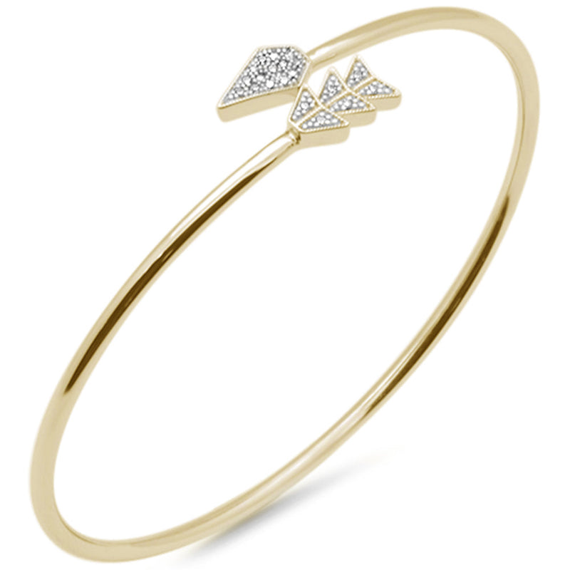 DIAMOND CLOSEOUT! .07ct G SI 14K Yellow Gold Diamond Arrow Wrap Around Bangle Bracelet 7" Long