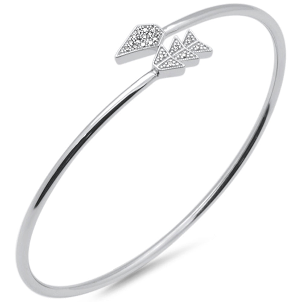 DIAMOND CLOSEOUT! .07ct G SI 14K White Gold Diamond Arrow Wrap around Bangle Bracelet 7" Long