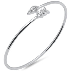 DIAMOND CLOSEOUT! .07ct G SI 14K White Gold Diamond Arrow Wrap around Bangle Bracelet 7" Long