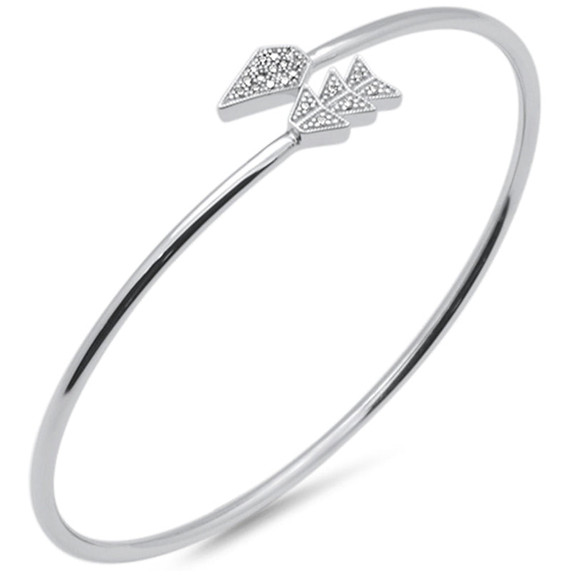DIAMOND CLOSEOUT! .07ct G SI 14K White Gold Diamond Arrow Wrap around Bangle Bracelet 7" Long