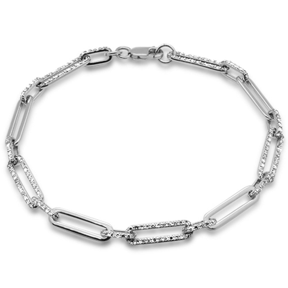 DIAMOND CLOSEOUT! .97ct G SI 14K White Gold Diamond Paperclip Style Bracelet 7" Long