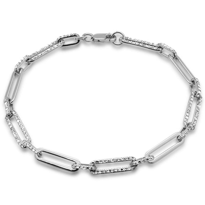 DIAMOND CLOSEOUT! .97ct G SI 14K White Gold Diamond Paperclip Style Bracelet 7" Long