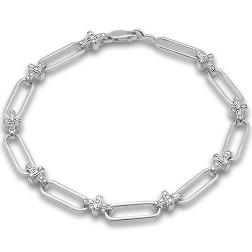 DIAMOND CLOSEOUT! .47ct G SI 14K White Gold Diamond Paperclip Style Bracelet 7" Long