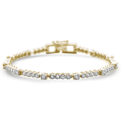 DIAMOND CLOSEOUT! 1.00ct G SI 14K Yellow Gold Diamond Miracle Illusion Bracelet 7" Long