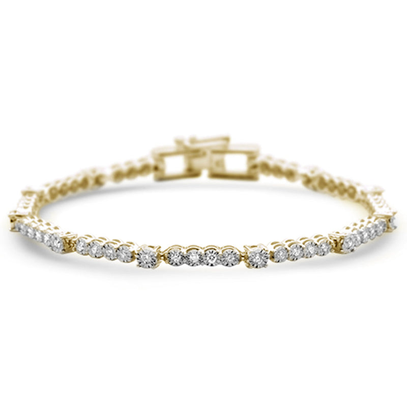 DIAMOND CLOSEOUT! 1.00ct G SI 14K Yellow Gold Diamond Miracle Illusion Bracelet 7" Long